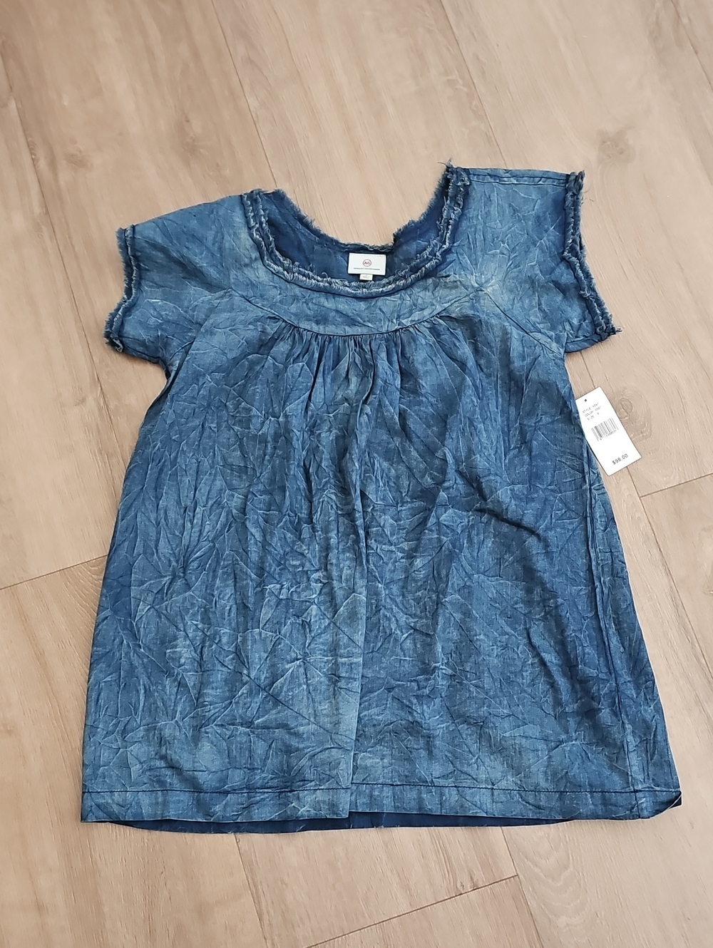 Ag Adriano Goldschmied Denim Blue Short Sleeve Lightweight Babydoll Top Small